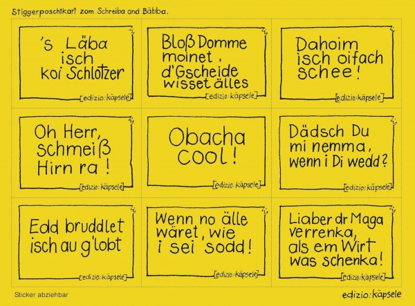 Stickerpostkarte - 9 Motive &#039;s Läba isch koi Schlotzer u.a.